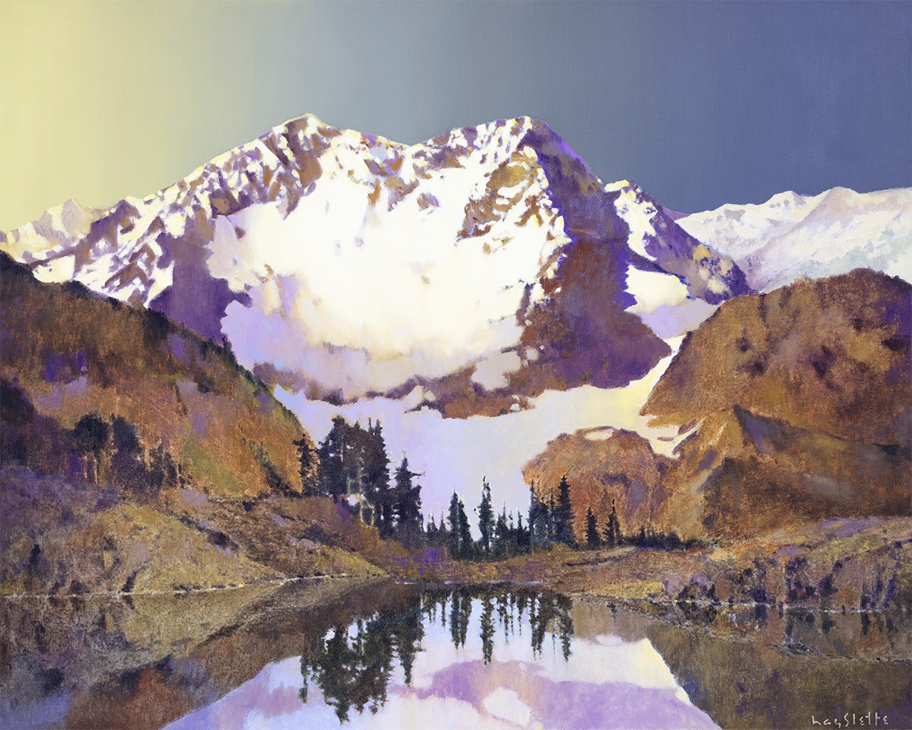 Prints available, original ***SOLD*** MAX HAYSLETTE - TWILIGHT IN THE OLYMPICS - OIL - HMOC 1696 - 32X40