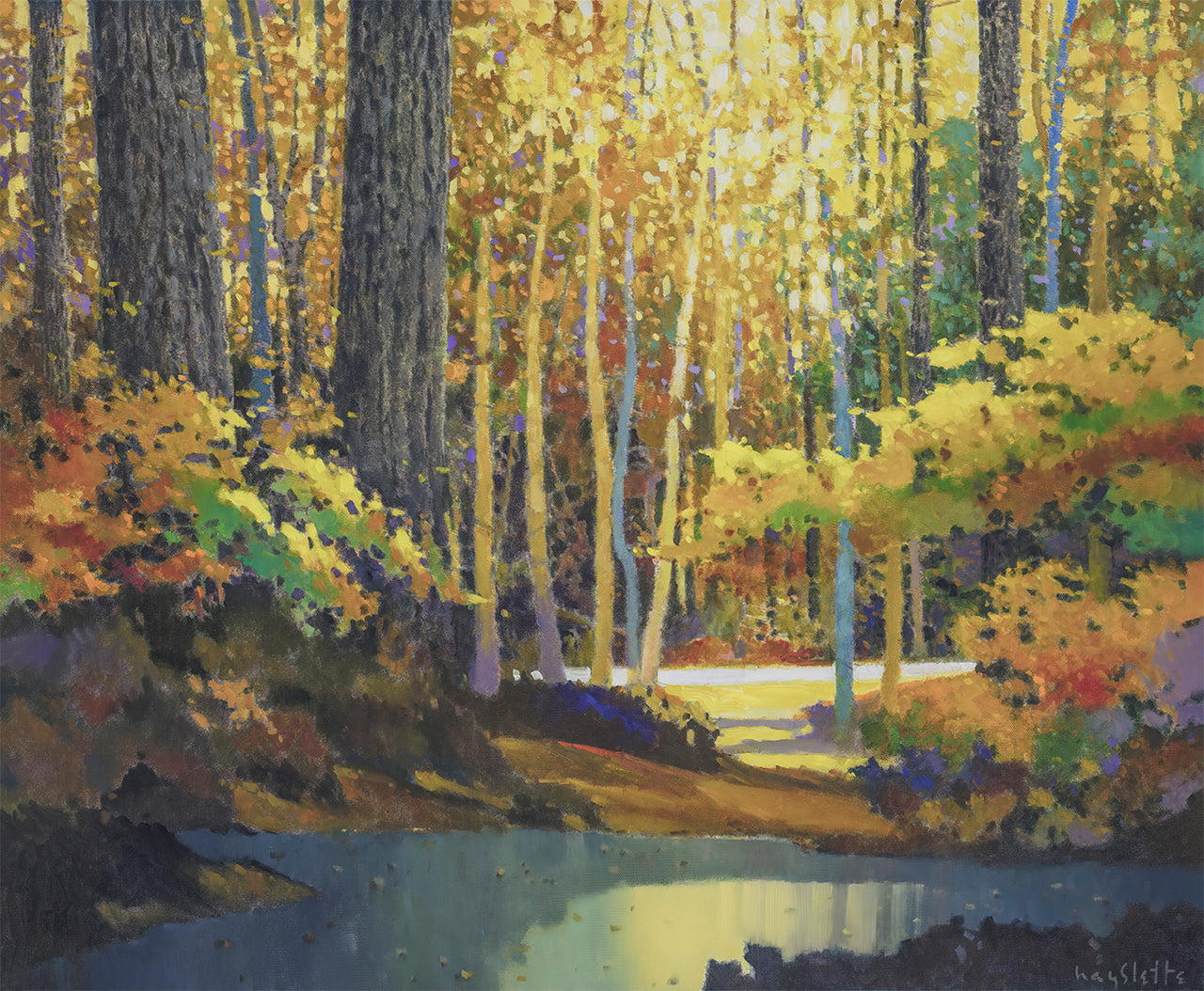 Prints available, original ***SOLD*** Max Hayslette - Autumn's Shimmering Light No. 3, HMOC 1704 28x38