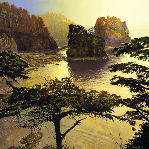 Prints available, original ***SOLD*** MAX HAYSLETTE - Cape Flattery in Gold No. 4 (HMOC 1721) oil,30X30
