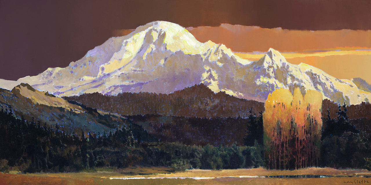 Prints available, original ***SOLD*** MAX HAYSLETTE - Mount Baker in Autumn, oil, HMOC 1723, 20X40