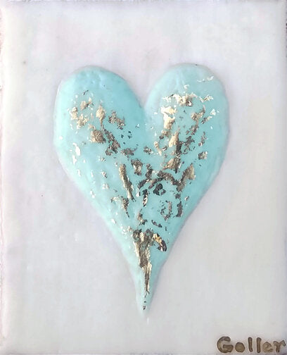 ***SOLD*** Carrie Goller - Heart of Gold, encaustic/gold leaf 4X3.5
