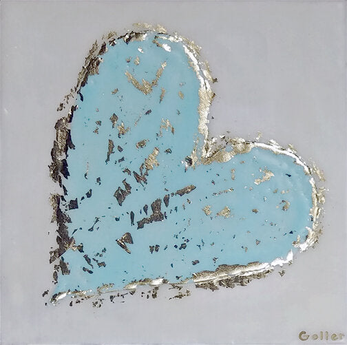 ***SOLD*** Carrie Goller - Heart of Gold V, encaustic/gold leaf 7x7