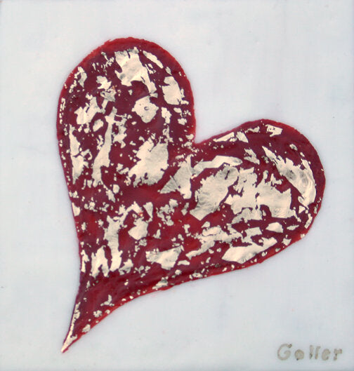 ***SOLD*** Carrie Goller - Heart of Gold, encaustic/gold leaf 5 x 5.5