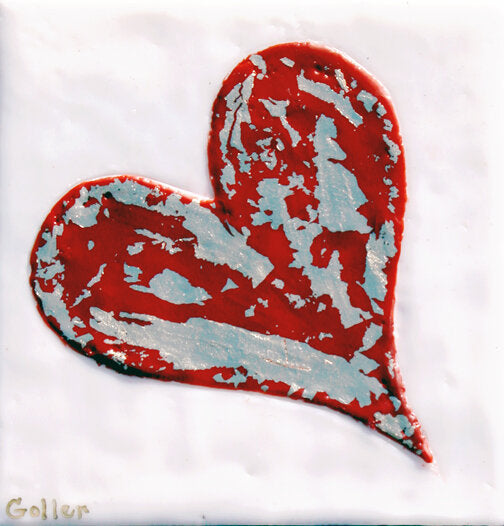 ***SOLD*** Carrie Goller - Heart of Gold II, encaustic/gold leaf 5 x 5.5
