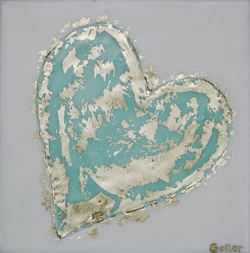 ***SOLD***Carrie Goller - Heart of Gold, encaustic/gold leaf 7x7