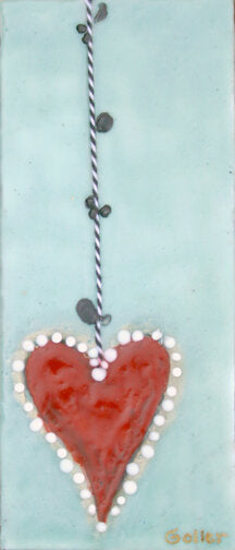 ***SOLD*** Carrie Goller - Heart on a String III, encaustic 8x3