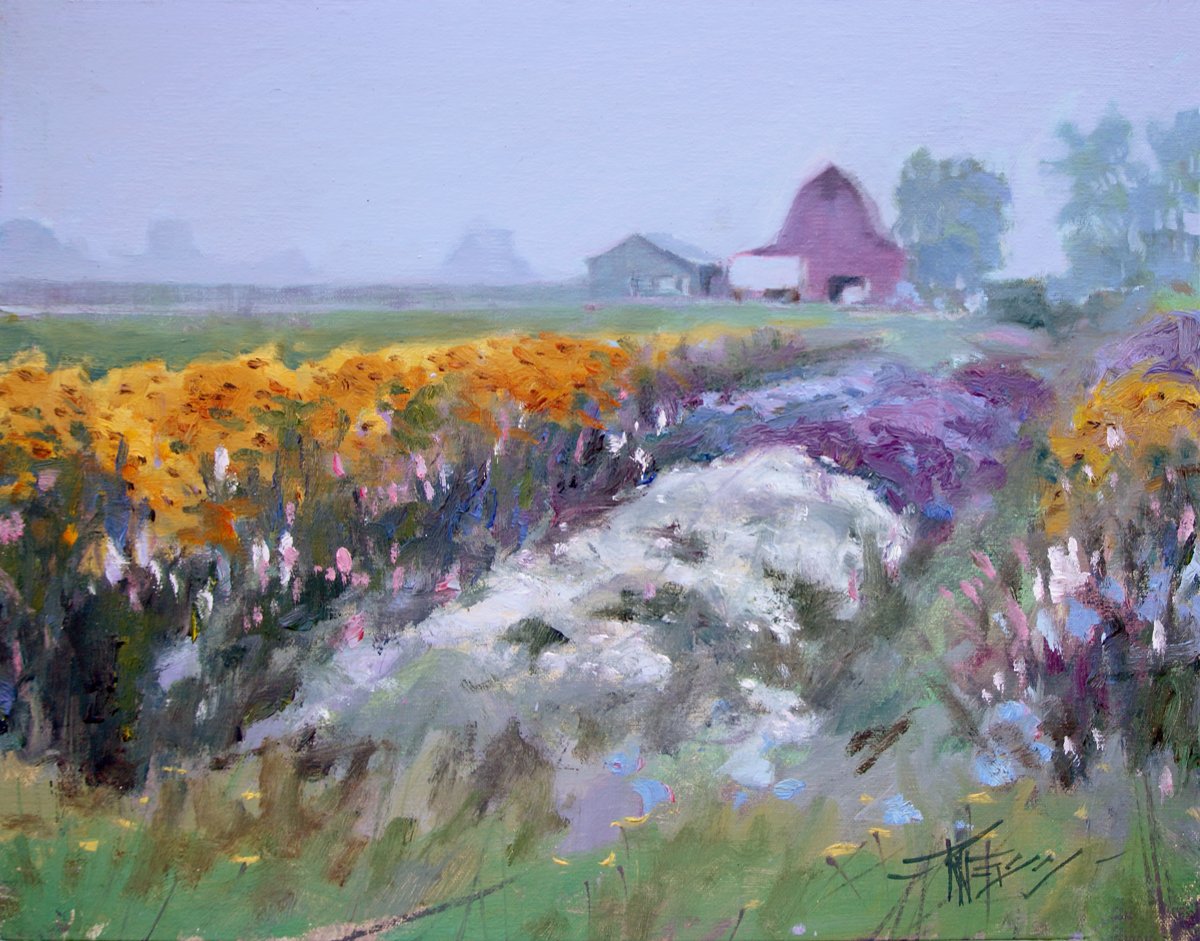 ROBIN WEISS - Hedlands Farm, Skagic Valley, plein air, oil 11x14