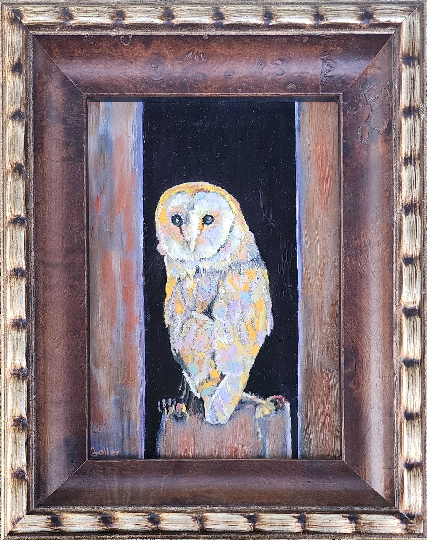 Prints available, original ***SOLD*** Carrie Goller - Hieronymous, Oil/Encaustic 7x5 framed