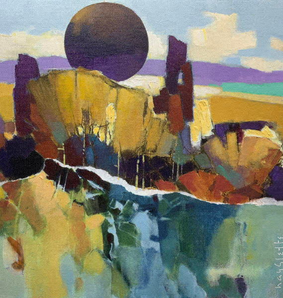 Prints available, original ***SOLD*** MAX HAYSLETTE - Olympus Moon - Study No. 2 (Hmac 1808) 12x12