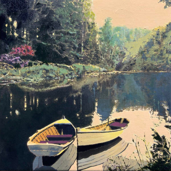 Prints available, original ***SOLD*** MAX HAYSLETTE MINIMAX, Study: Still of the Evening, 12x12 HMAC 1848