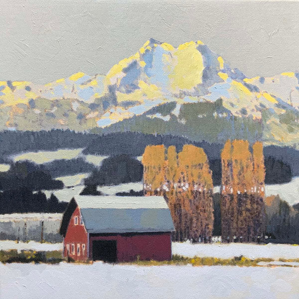 Prints available, original ***SOLD*** MAX HAYSLETTE MINIMAX, Study: Early Snow in the Olympics No. 3, 12x12 HMAC 1858