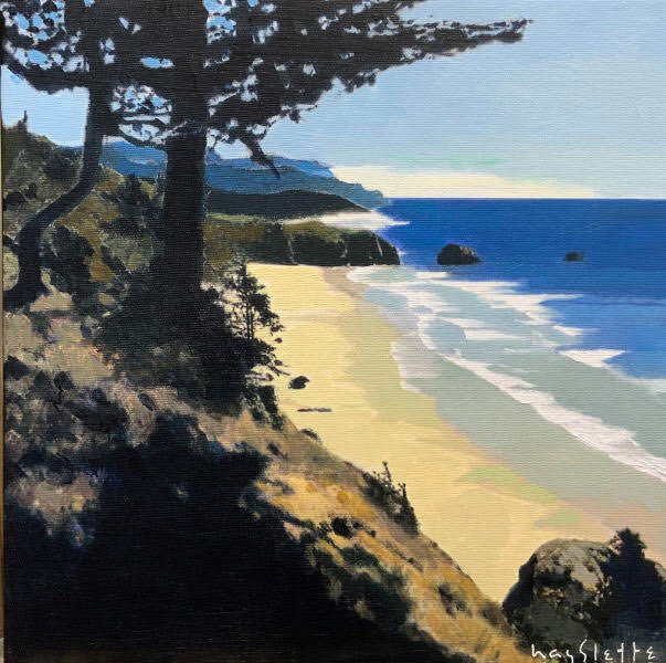 Prints available, original ***SOLD*** MAX HAYSLETTE - MiniMax: West of Kalaloch, acrylic 12x12 (HMAC 1898)