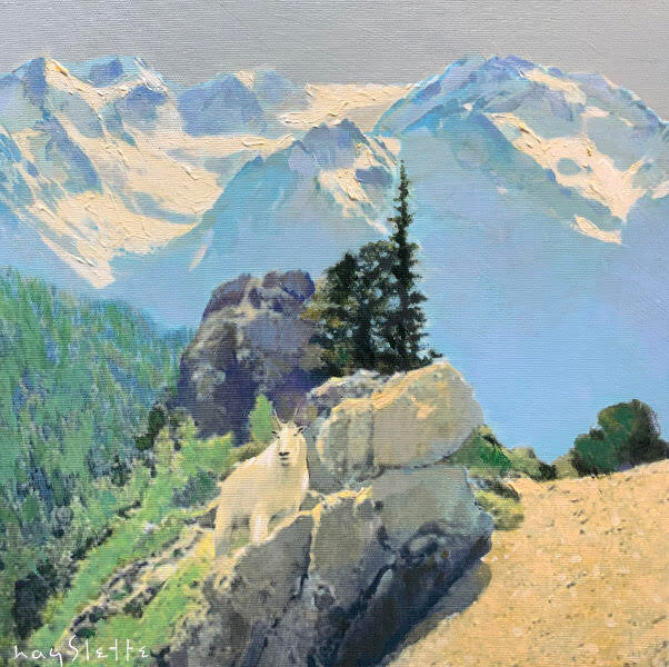 Prints available, original ***SOLD** MAX HAYSLETTE - MiniMax: Olympus Summer 12x12, acrylic 12x12 (HMAC 1902)