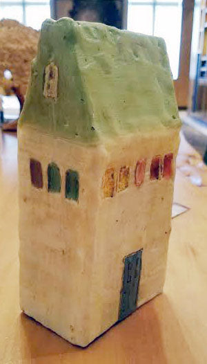 ***SOLD*** Hobbitat house sculpture encaustic & mixed media