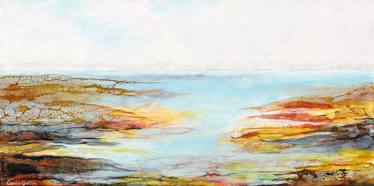 Prints available, original ***SOLD*** Hood Canal XII - Encaustic & Mixed Media 24x48