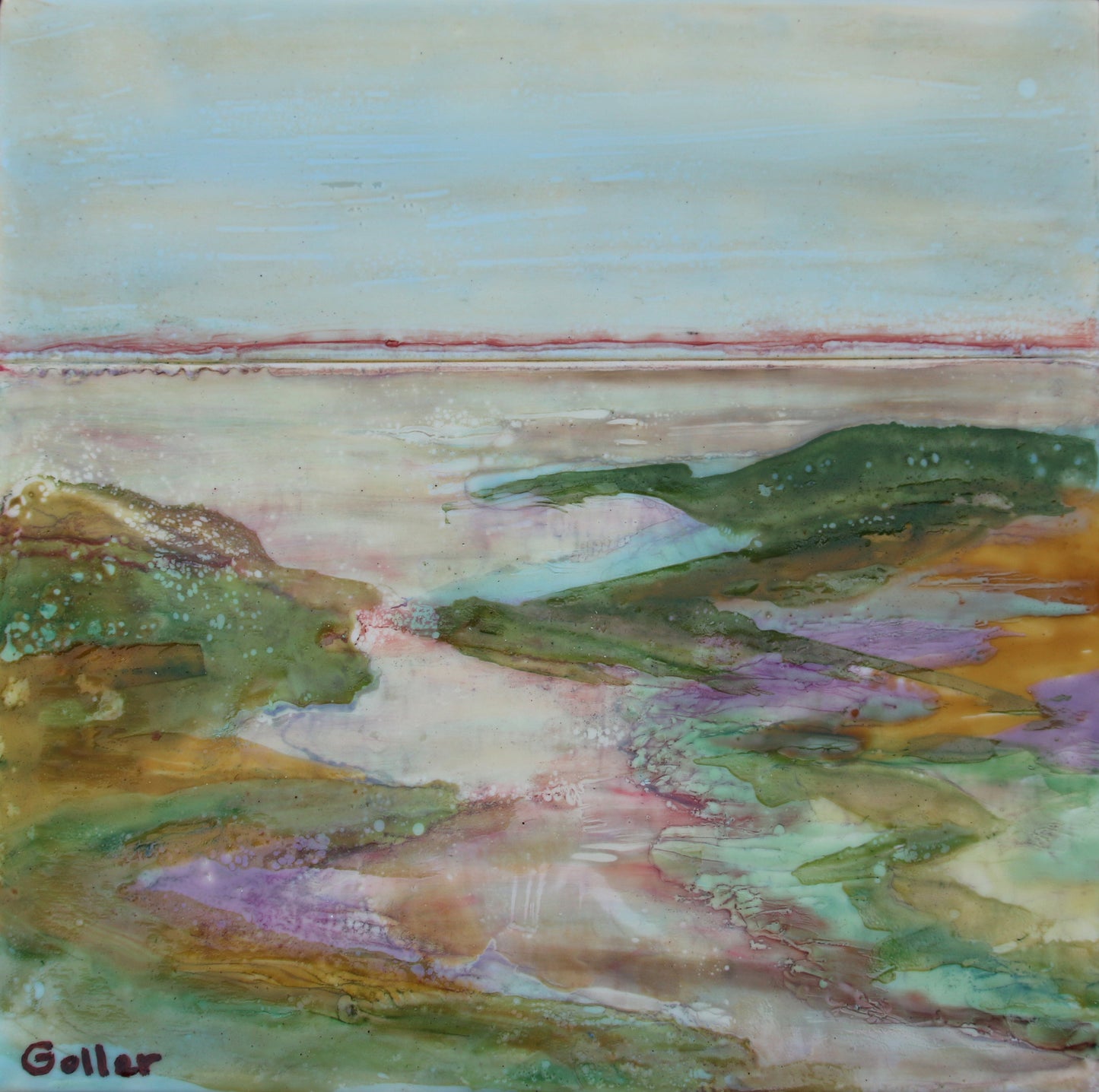 Prints available, original ***SOLD*** Hood Canal XIII - Encaustic & Mixed Media 10x10