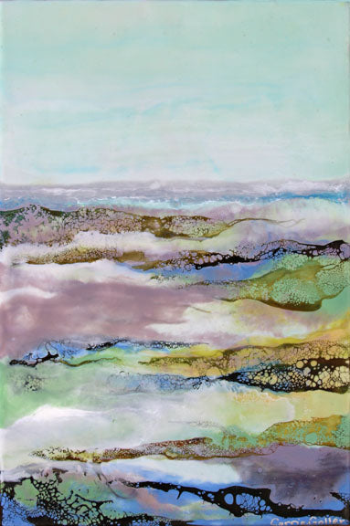 Prints available, original ***SOLD*** Hood Canal Spring - Encaustic/Mixed Media 16x12 - (previously part of Bainbridge Island Museum of Art solo summer exhibit 2018)