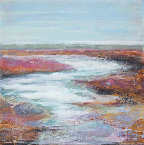 Prints available, original ***SOLD*** Hood Canal XIX, encaustic/mixed media 12x12 on wood panel