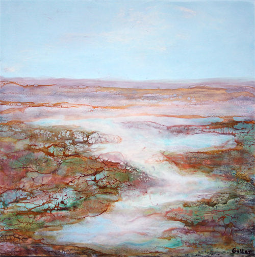 Copy of Carrie Goller Prints - Seascapes - HOOD CANAL MORNING II (original encaustic, size 16X16)