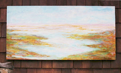 ***SOLD*** CARRIE GOLLER - Hood Canal Morning III - Encaustic & Mixed Media 24x48