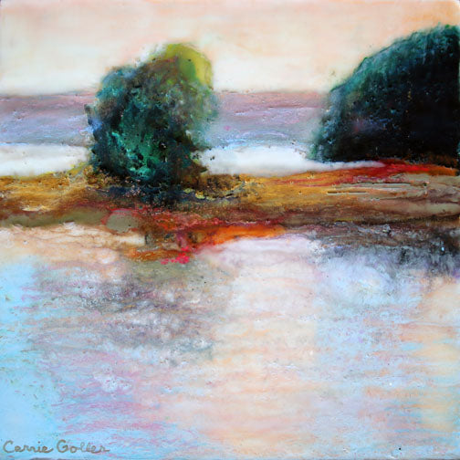 Prints available, original ***SOLD*** Carrie Goller - Hood Canal XXII - encaustic/mixed media, 10x10