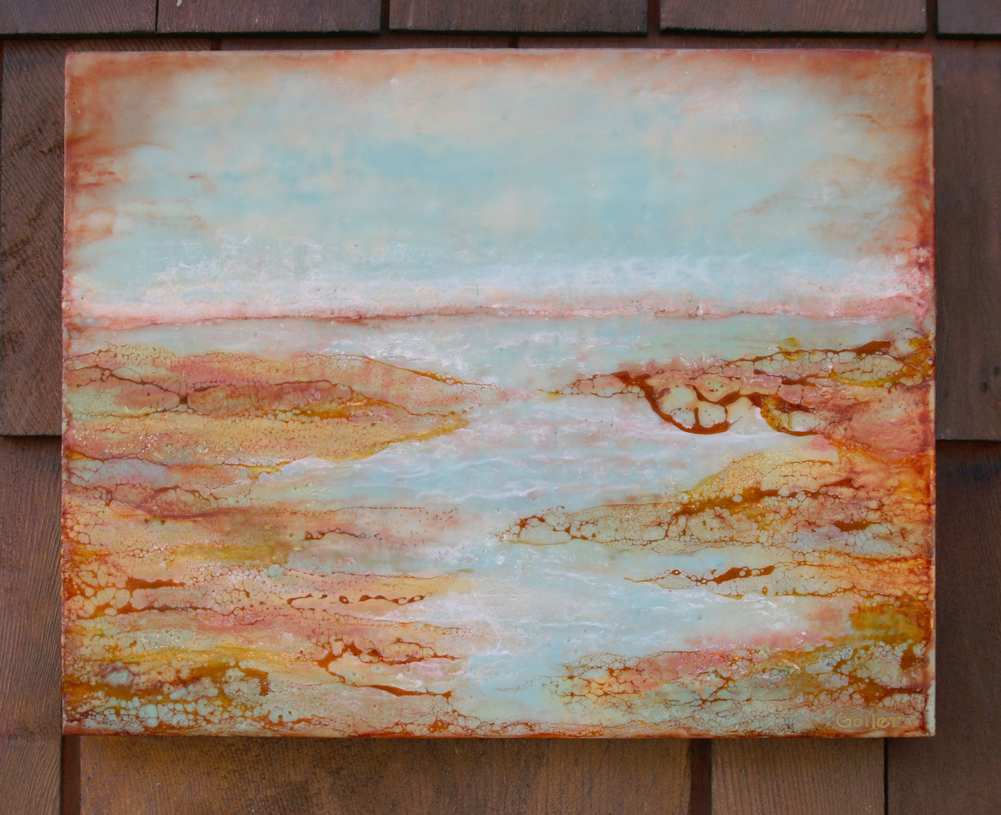 Prints available, original ***SOLD*** Carrie Goller - Hood Canal Sanctuary, encaustic 11x14