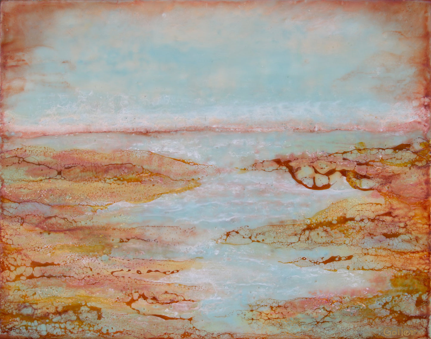 Prints available, original ***SOLD*** Carrie Goller - Hood Canal Sanctuary, encaustic 11x14