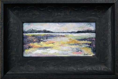 ***SOLD*** Carrie Goller - Hood Canal Storm - 3x6 Cold Wax / Oil, original, framed