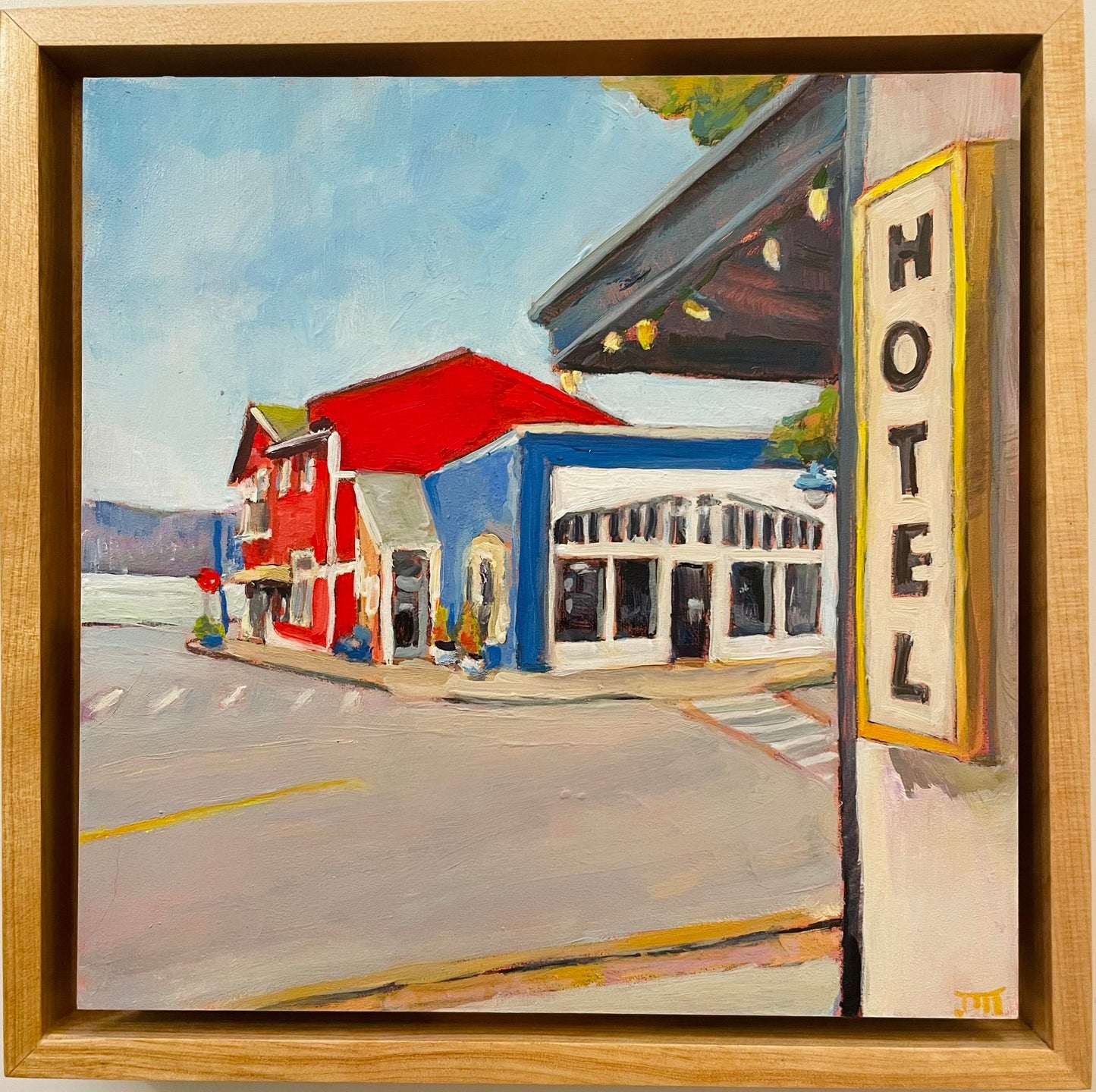 ***SOLD*** JILL ZACOT - Hotel, 6x6 oil on panel (framed)