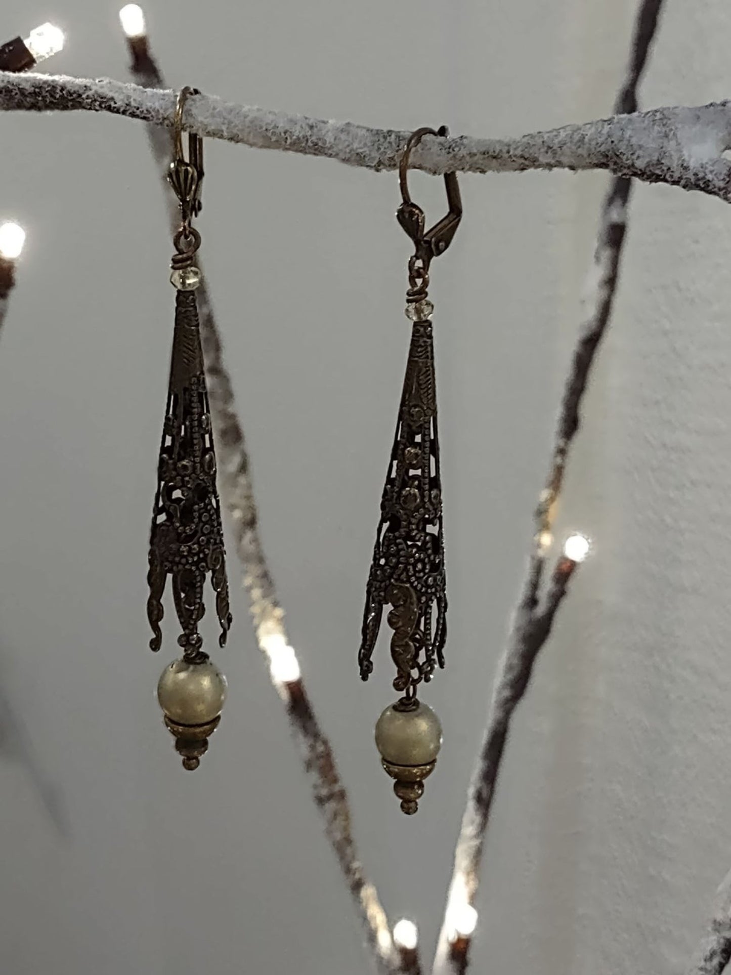 ***SOLD***E406 Debra Saldivar - Earrings Glass & Brass
