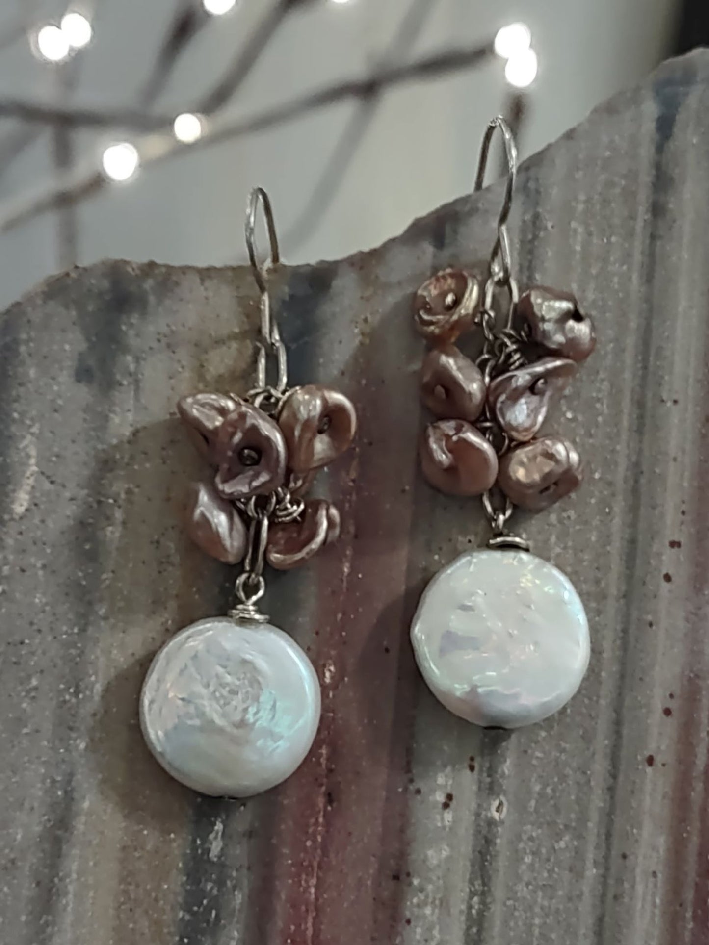 ***SOLD*** E412 Debra Saldivar - Earrings Freshwater Pearls & Sterling Silver SOLD