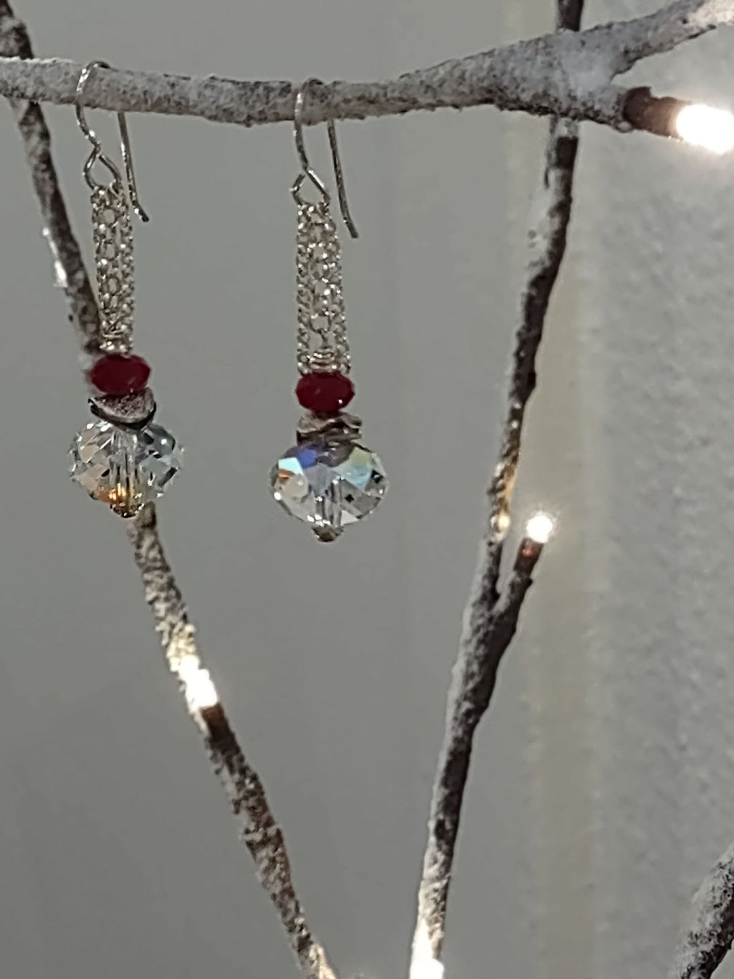 Available Upon Request - E1815 Debra Saldivar - Earrings Swarovski Crystal, Ruby Quartz & Sterling Silver SOLD