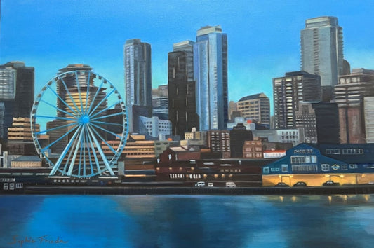 SOPHIE FRIEDA - City Magic, oil on canvas, 25.5 x 35.5 (framed)