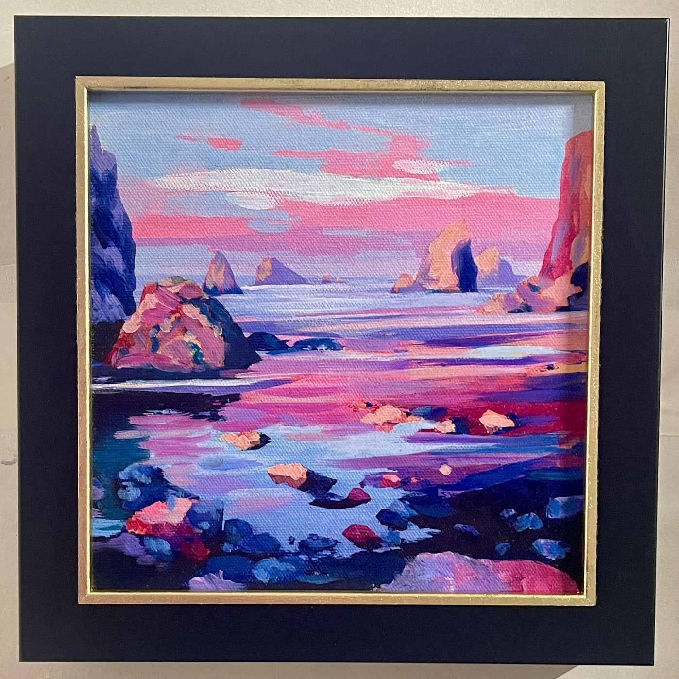 *** SOLD *** JANDI SMALL - The Seastacks of Shi-Shi Beach, Oil on Canvas Panel, 9-1/2" x 9-1/2"
