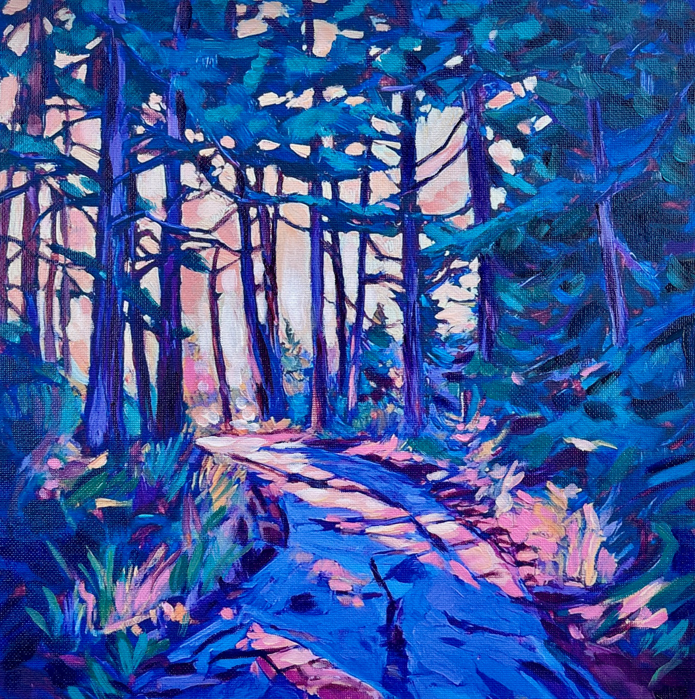 JANDI SMALL - Trail to Dungeness, Oil on Canvas, 12" x 12" x 1.5" (framed)