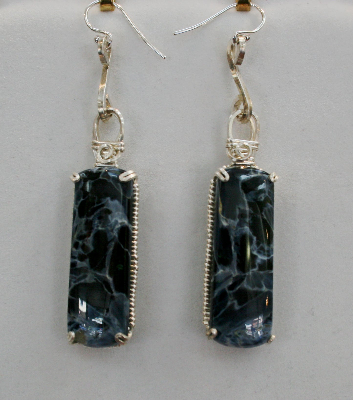 ***SOLD*** CHARLES GOLLER - African Pietersite: sterling silver wire-wrapped gemstone earrings