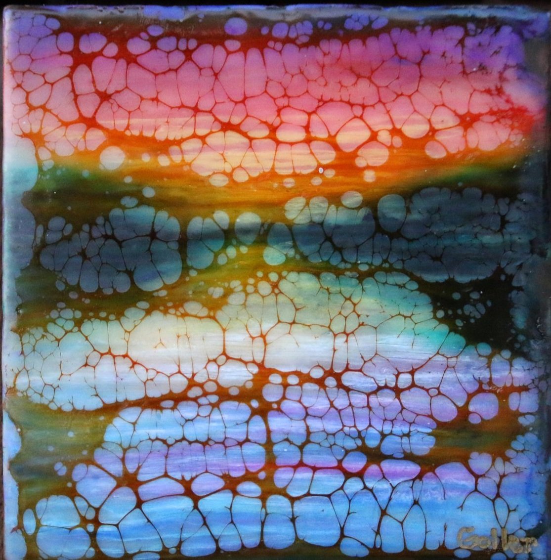 ***SOLD*** Carrie Goller - Hood Canal XX, encaustic/mixed media 5.5x5