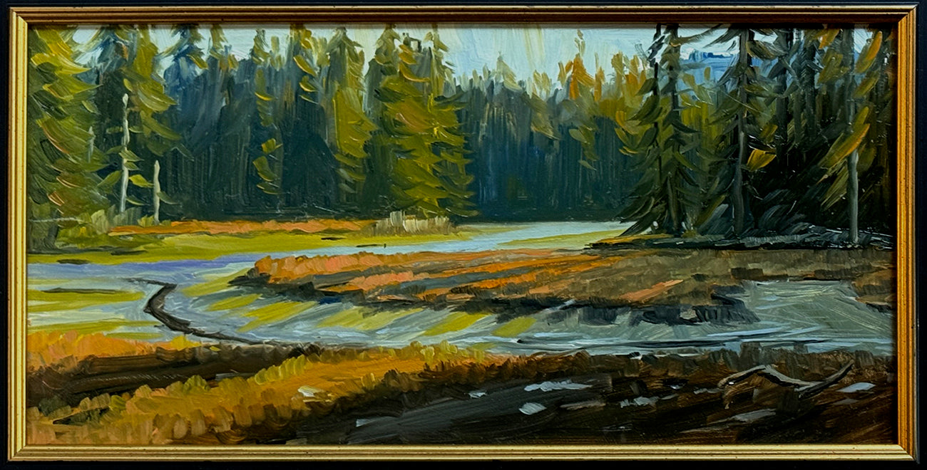 MAURY WEISS - Kingston Slough, Original Plein Air Oil on Panel, 6" x 12"