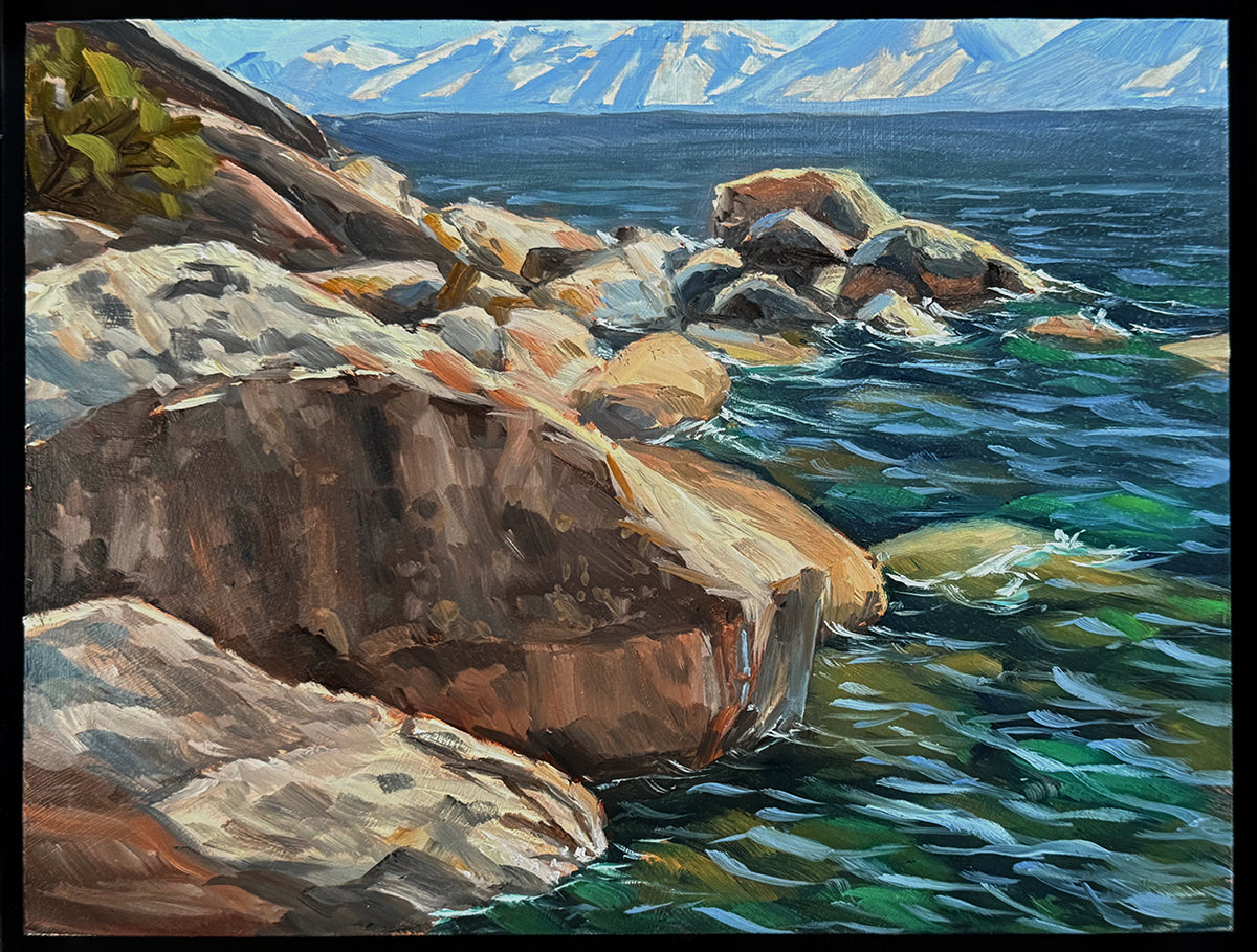 MAURY WEISS - Lake Tahoe, Original Plein Air Oil on Panel, 7.5" x 10"