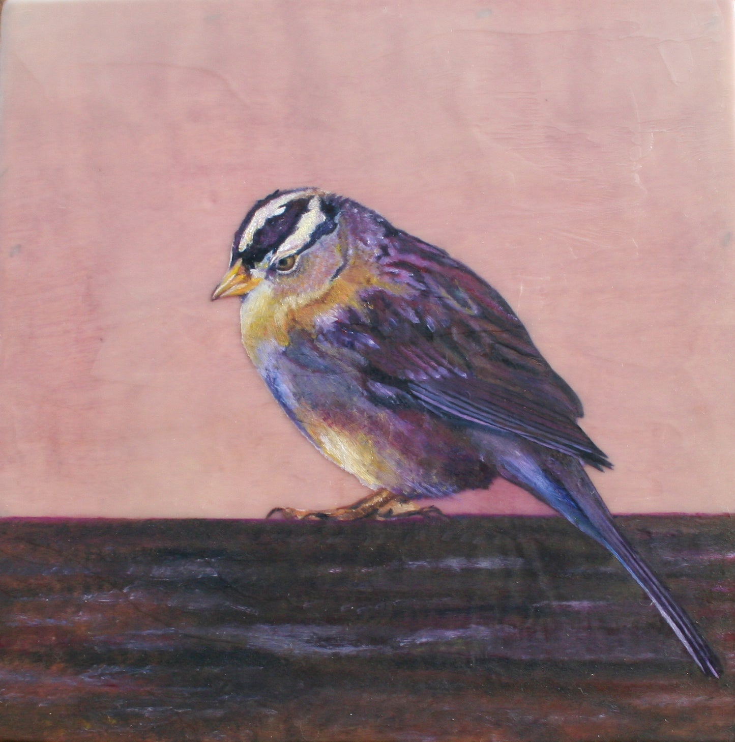 CARRIE GOLLER PRINTS - BIRDS - I HAVE TO LEAVE original encaustic/mixed media, 12x12