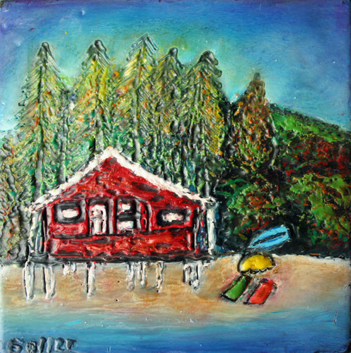 Prints available, original ***SOLD*** Cornbinder IV - Encaustic - 8x10 on wood block