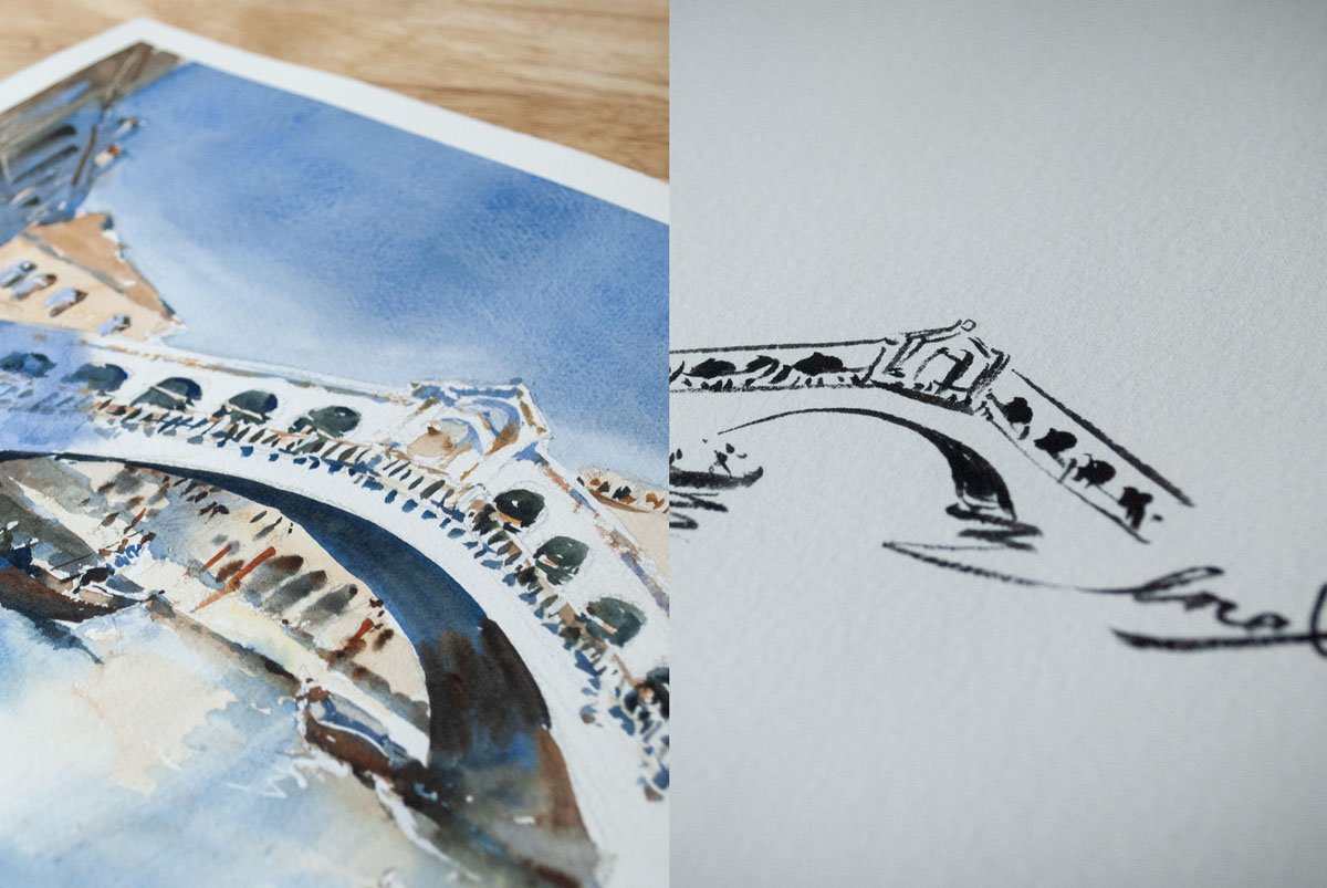 Ina Xi -Narada Falls in Spring, Original Watercolor, 13" x 17" framed