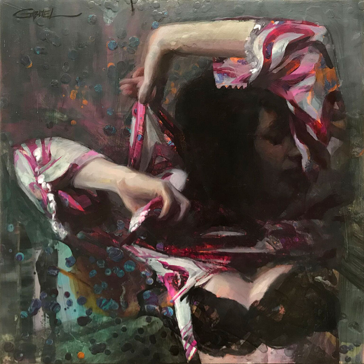 ***SOLD*** Gabriel Lipper - Insomnia 11:00pm, mixed media on panel 18x18