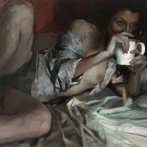 ***SOLD*** GABRIEL LIPPER - Insomnia 6:00am - Mixed Media 18x18