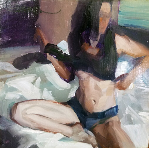 *SOLD* Gabriel Lipper - Insomnia Study No. 3, oil on wood panel 6x6x2
