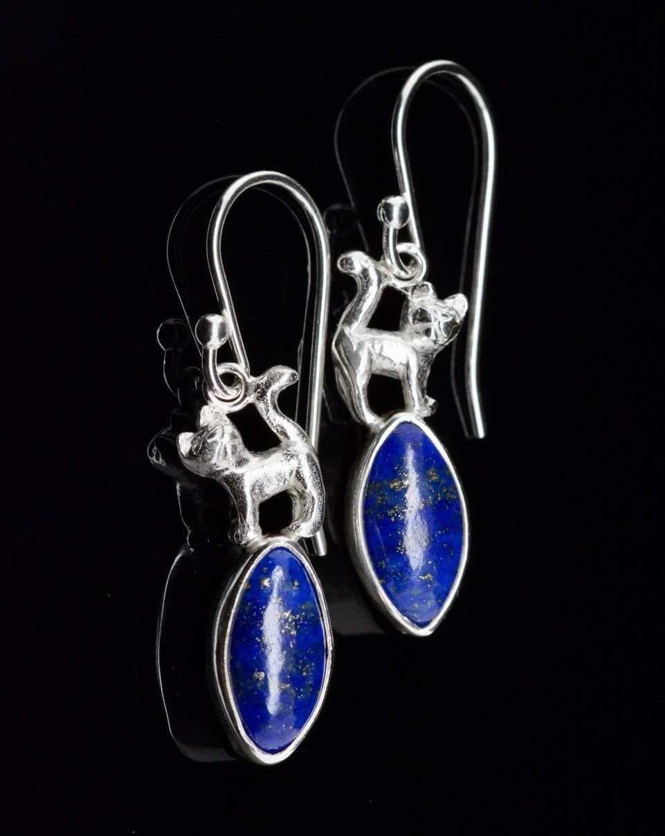 Jody Lyle - Blue Kitty earrings, Sterling Silver (3748)