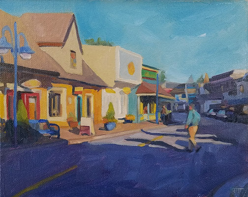 JILL ZACOT - Jaywalking, oil 8x10 - framed