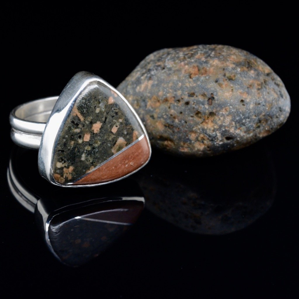 Jody Lyle - Ring, Beach Rock Trillian Inlay, Sterling Silver