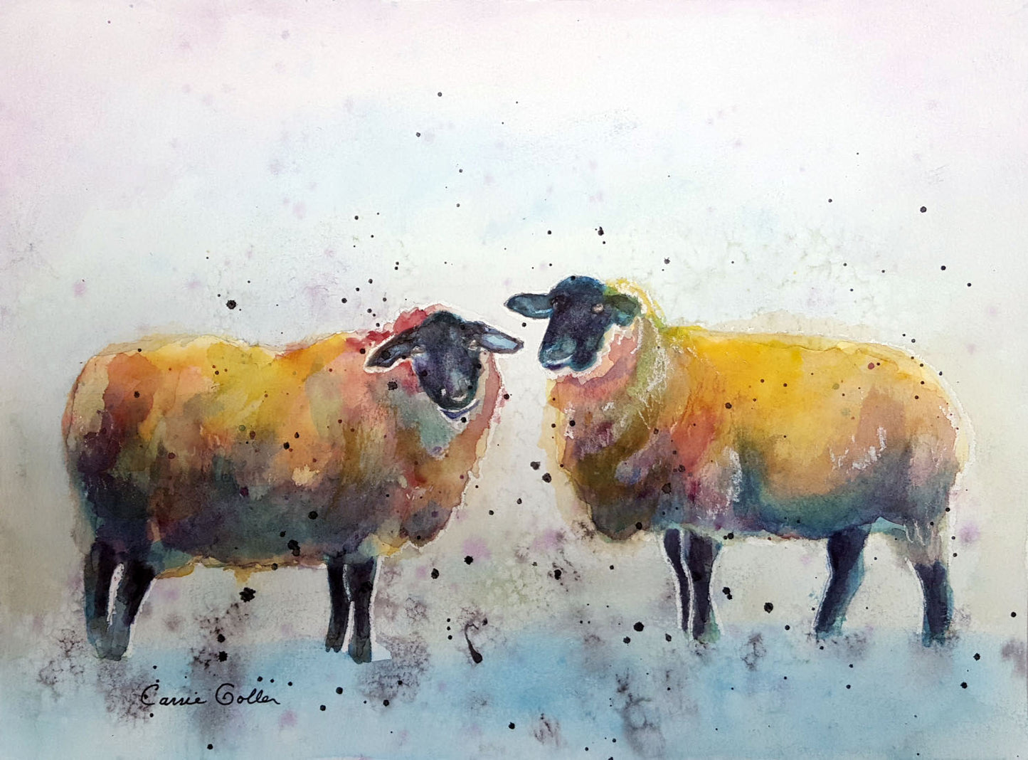 Prints available, original ***SOLD*** Judging Ewe VI - original 9x12 watercolor