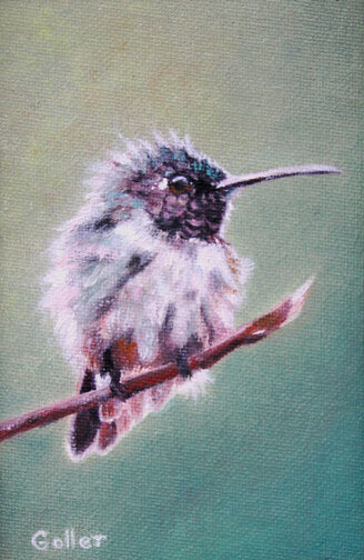 Prints available, original ***SOLD*** Junior, oil 6x4 in carved wood frame